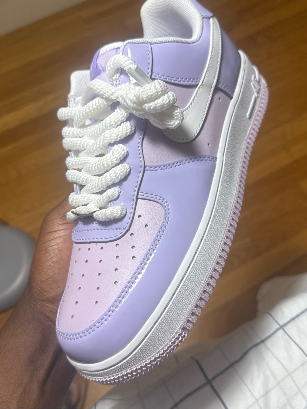 Lilac and Light Pink Low-Top Sneaker with White Swoosh
